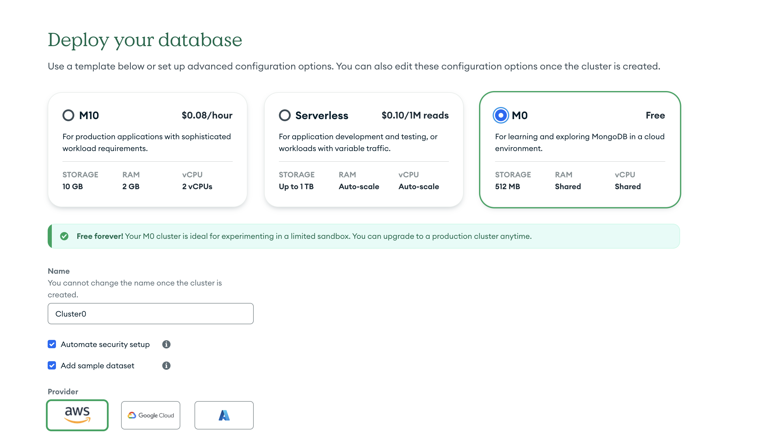 MongoDB Free Database